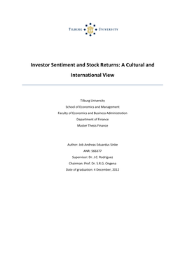 Investor Sentiment and Stock Returns: a Cultural And