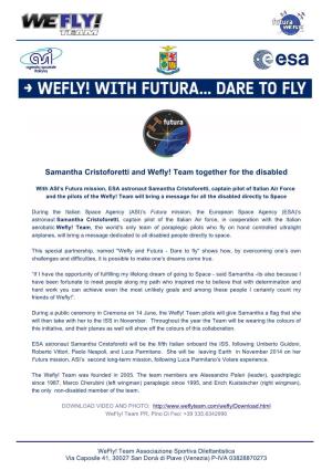 Samantha Cristoforetti and Wefly! Team Together for the Disabled