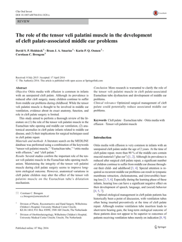 The Role of the Tensor Veli Palatini Muscle in the Development of Cleft Palate-Associated Middle Ear Problems