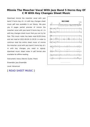 Minnie the Moocher Vocal with Jazz Band 5 Horns Key of C M with Key Changes Sheet Music