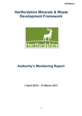 Hertfordshire Minerals & Waste Development Framework