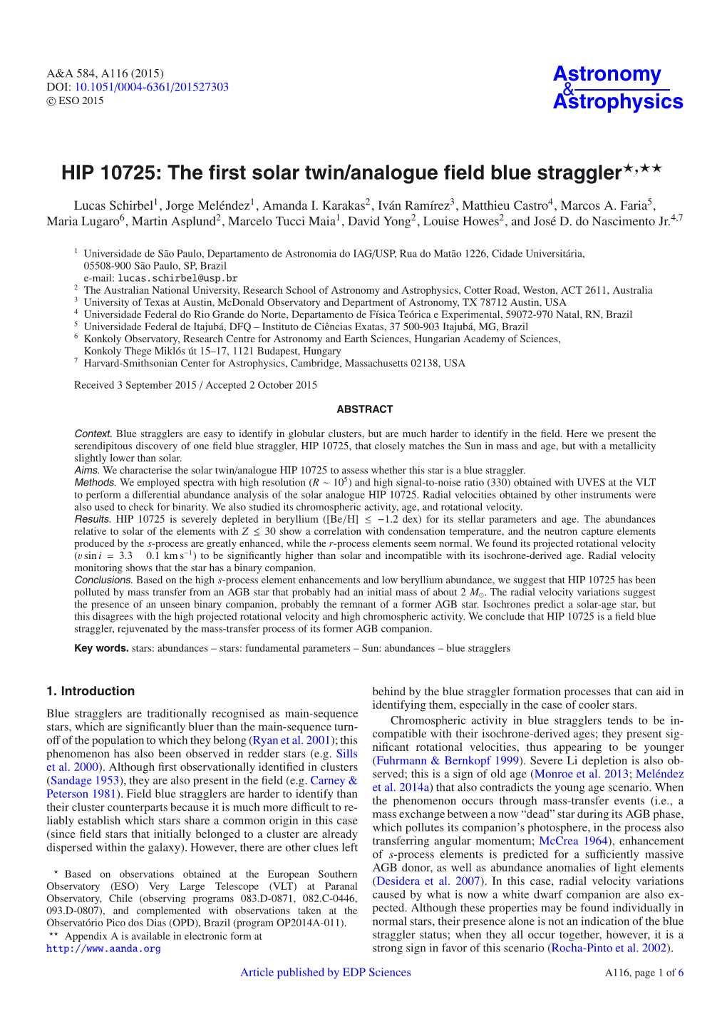 HIP 10725: the First Solar Twin/Analogue Field Blue Straggler