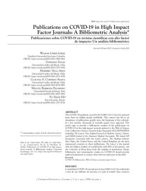 Publications on COVID-19 in High Impact Factor