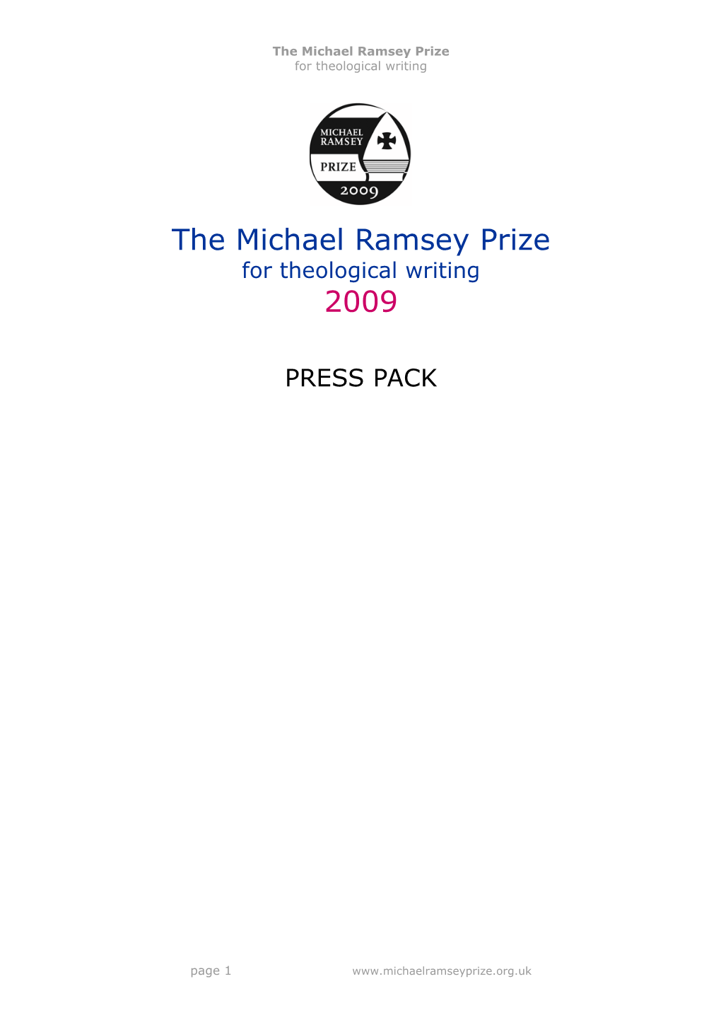 The Michael Ramsey Prize 2009