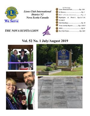 Vol. 52 No. 1 July/August 2019 "In Memory of Deceased Lion's District N2" 2019 2020” B L