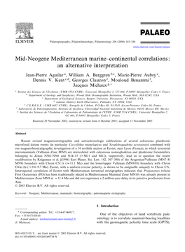 Mid-Neogene Mediterranean Marine^Continental Correlations: an Alternative Interpretation