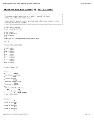 Stand up and Run Chords by Billy Talent Tabs @ Ultimate Guitar Archive 2014-10-07 15:14