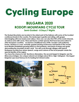 BULGARIA 2020 RODOPI MOUNTAINS CYCLE TOUR Semi-Guided - 8 Days/7 Nights