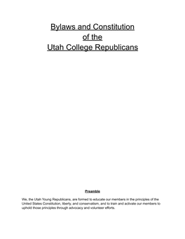 Bylaws and Constitution of the Utah College Republicans