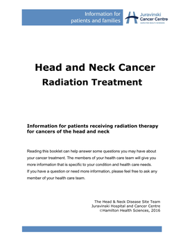Head and Neck Cancers from the Patient and Family Resource Centre