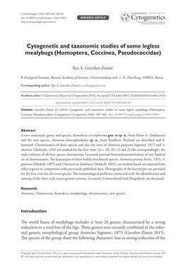 Cytogenetic and Taxonomic Studies of Some Legless