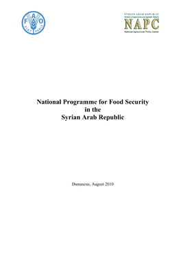 National Programme for Food Security in the Syrian Arab Republic