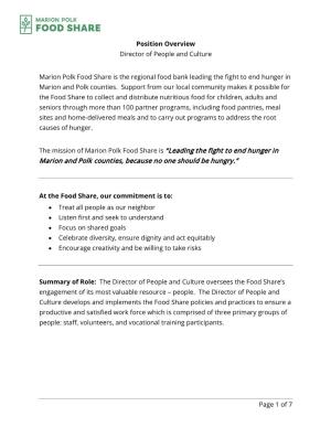 Page 1 of 7 Position Overview Director of People and Culture Marion Polk