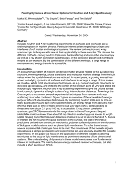 1 Probing Dynamics at Interfaces: Options for Neutron and X