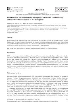 Of Lao PDR with Descriptions of Two New Species