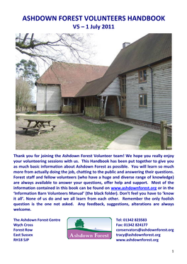 ASHDOWN FOREST VOLUNTEERS HANDBOOK V5 – 1 July 2011