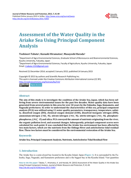 Assessment of the Water Quality in the Ariake Sea Using Principal Component Analysis