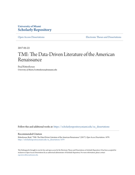 Tmi: the Data-Driven Literature of the American Renaissance