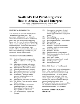 Scotland's Old Parish Registers: How to Access, Use and Interpret