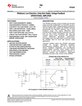 Wideband Low Distortion Unity-Gain Stable Voltage-Feedback Op Amp