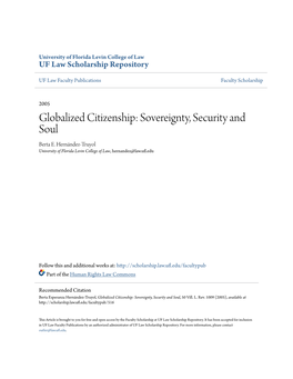 Globalized Citizenship: Sovereignty, Security and Soul Berta E