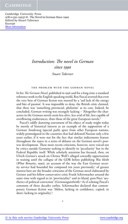 The Novel in German Since 1990 Edited by Stuart Taberner Excerpt More Information