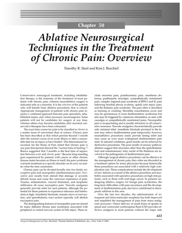 Ablative Neurosurgical Techniques in the Treatment of Chronic Pain: Overview Timothy R