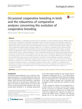 Occasional Cooperative Breeding in Birds and the Robustness Of