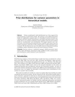 Prior Distributions for Variance Parameters in Hierarchical Models