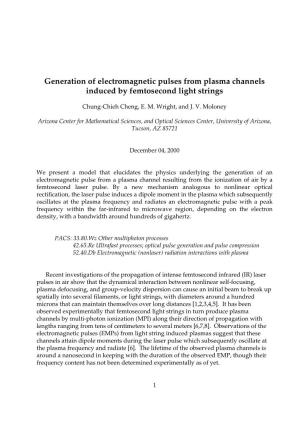 Generation of Electromagnetic Pulses from Plasma Channels Induced By