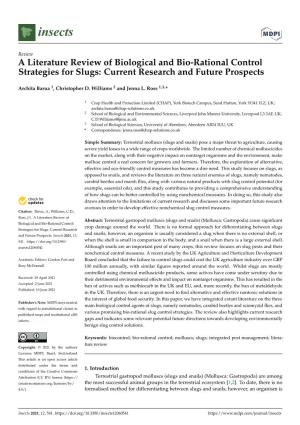 A Literature Review of Biological and Bio-Rational Control Strategies for Slugs: Current Research and Future Prospects