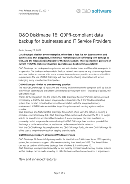 O&O Diskimage 16: GDPR-Compliant Data Backup for Businesses and IT