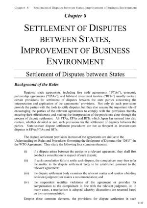 Chapter 8 Settlement of Disputes Between States, Improvement of Business Environment Chapter 8