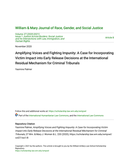 A Case for Incorporating Victim Impact Into Early Release Decisions at the International Residual Mechanism for Criminal Tribunals