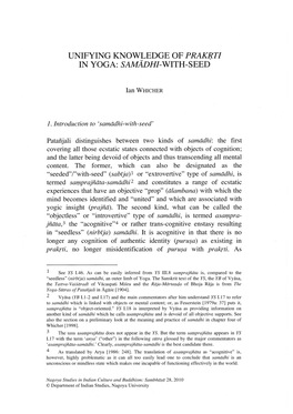 Unifying Knowledge of Praksti in Yoga: Samadhj-With-Seed