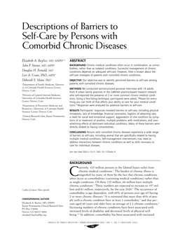 Descriptions of Barriers to Self-Care by Persons with Comorbid Chronic Diseases