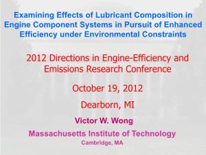 Examining Effects of Lubricant Composition in Engine Component Systems in Pursuit of Enhanced Efficiency Under Environmental Constraints