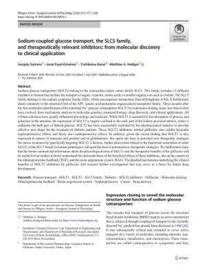 Sodium-Coupled Glucose Transport, the SLC5 Family, and Therapeutically Relevant Inhibitors: from Molecular Discovery to Clinical Application