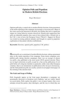 Opinion Polls and Populism in Modern British Elections