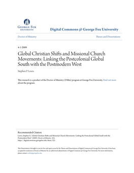 Global Christian Shifts and Missional Church Movements: Linking the Postcolonial Global South with the Postmodern West Stephen P