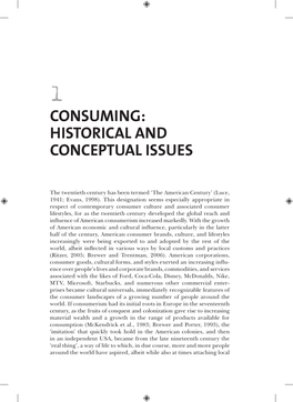 Consuming: Historical and Conceptual Issues