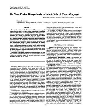 De Novo Purine Biosynthesis in Intact Cells of Cucurbitapepo'