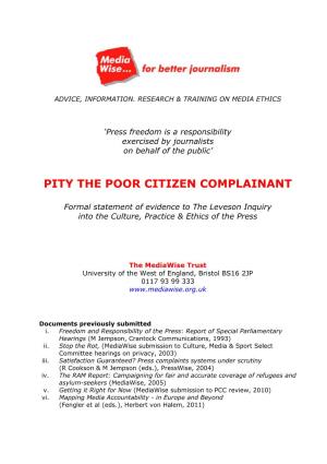 Pity the Poor Citizen Complainant