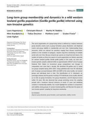 Long-Term Group Membership and Dynamics in a Wild Western Lowland Gorilla Population (Gorilla Gorilla Gorilla) Inferred Using Non-Invasive Genetics