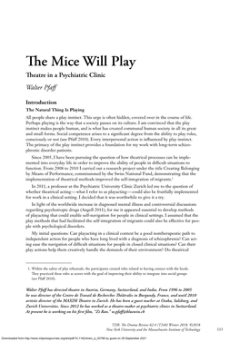 The Mice Will Play Theatre in a Psychiatric Clinic Walter Pfaff