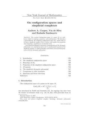 New York Journal of Mathematics on Configuration Spaces and Simplicial