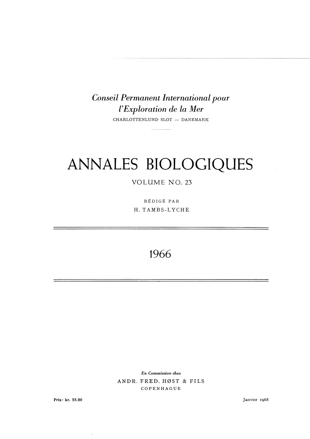 Annales Biologiques Volume No