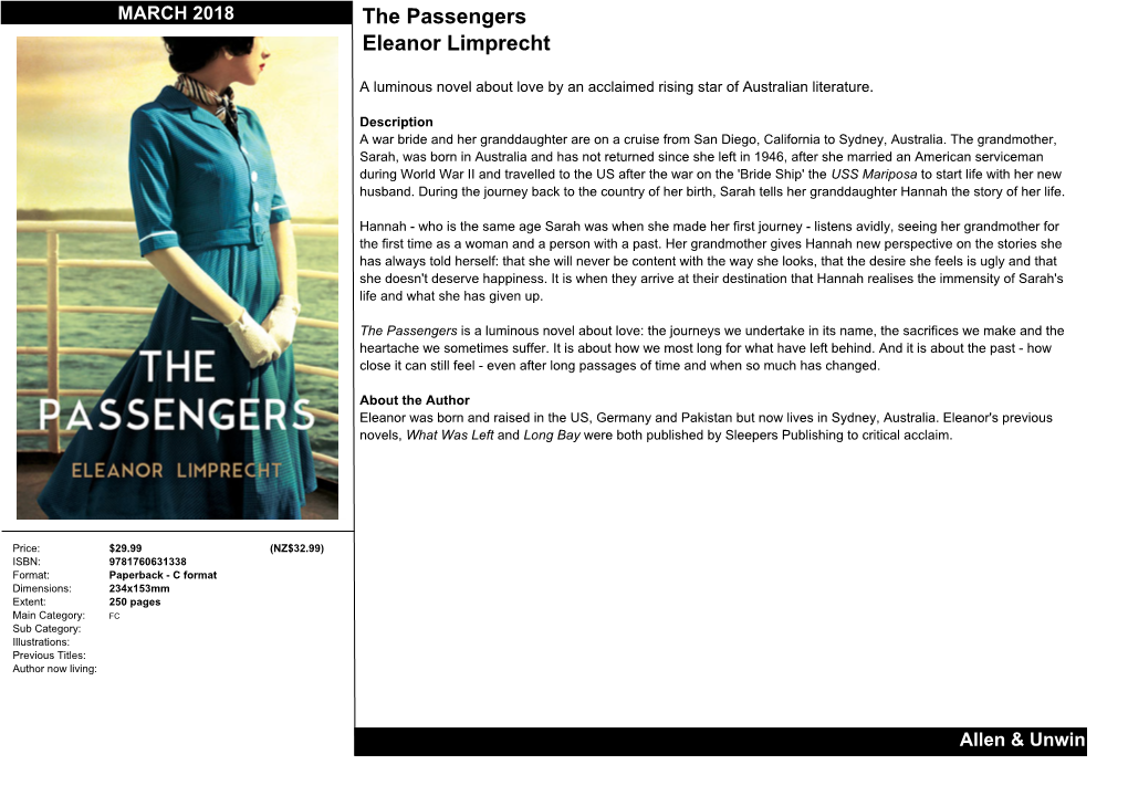 The Passengers Eleanor Limprecht