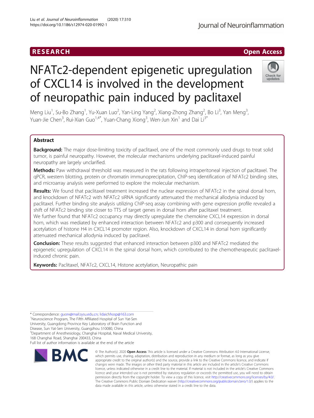 Nfatc2-Dependent Epigenetic Upregulation of CXCL14 Is Involved