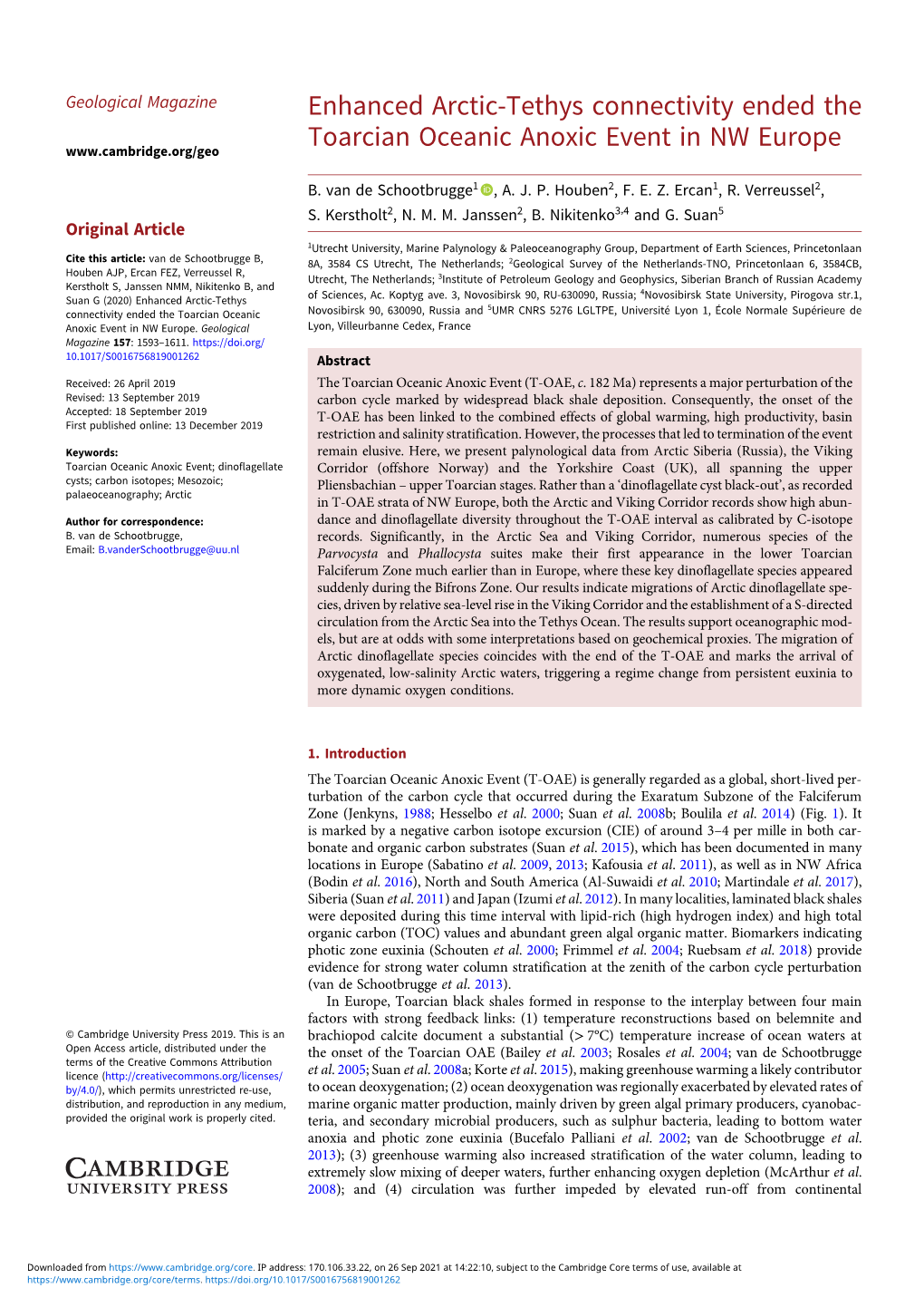 Enhanced Arctic-Tethys Connectivity Ended the Toarcian Oceanic Anoxic Event in NW Europe